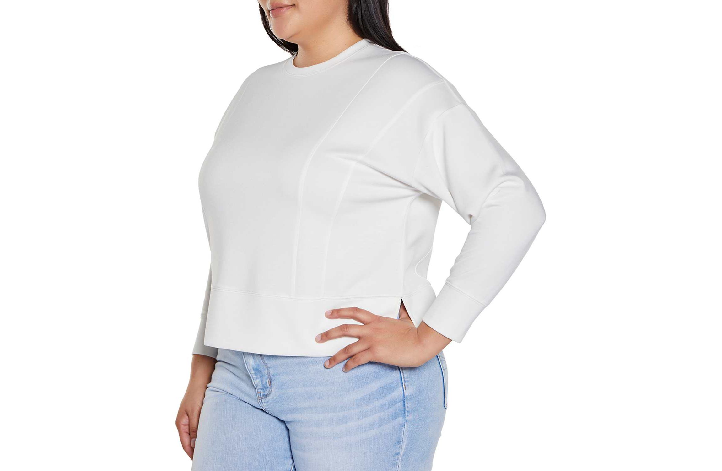 Plus Size Scuba Knit Drop-Shoulder Top