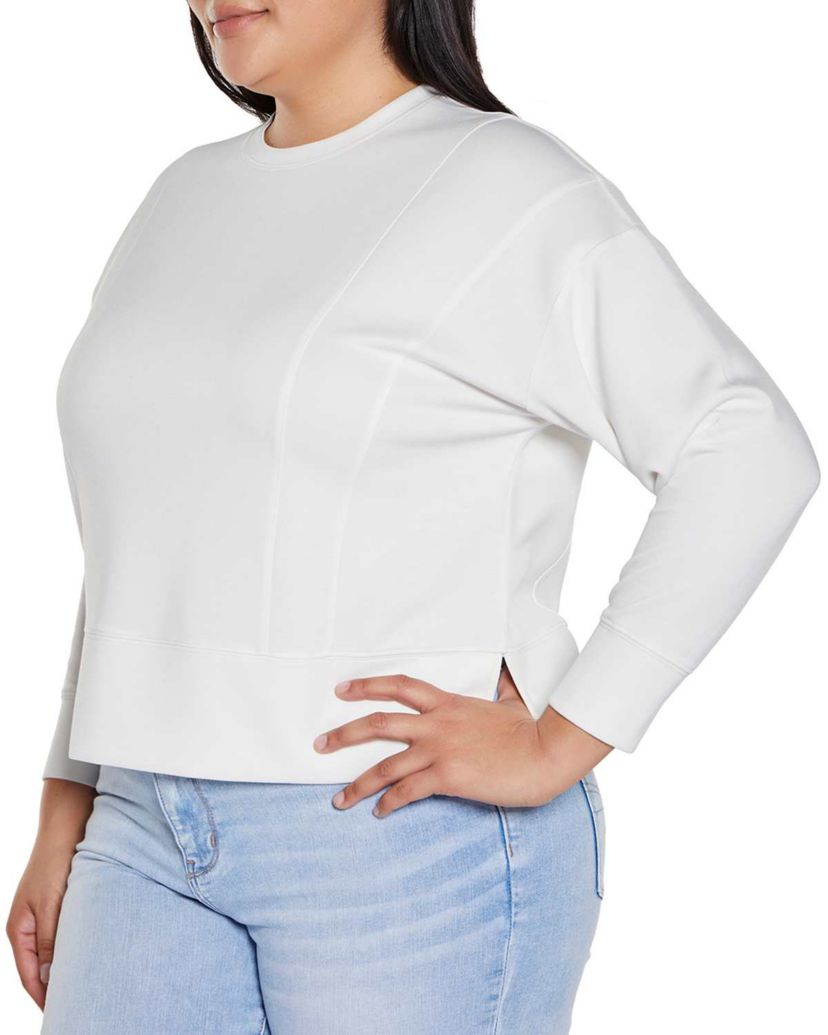 Plus Size Scuba Knit Drop-Shoulder Top