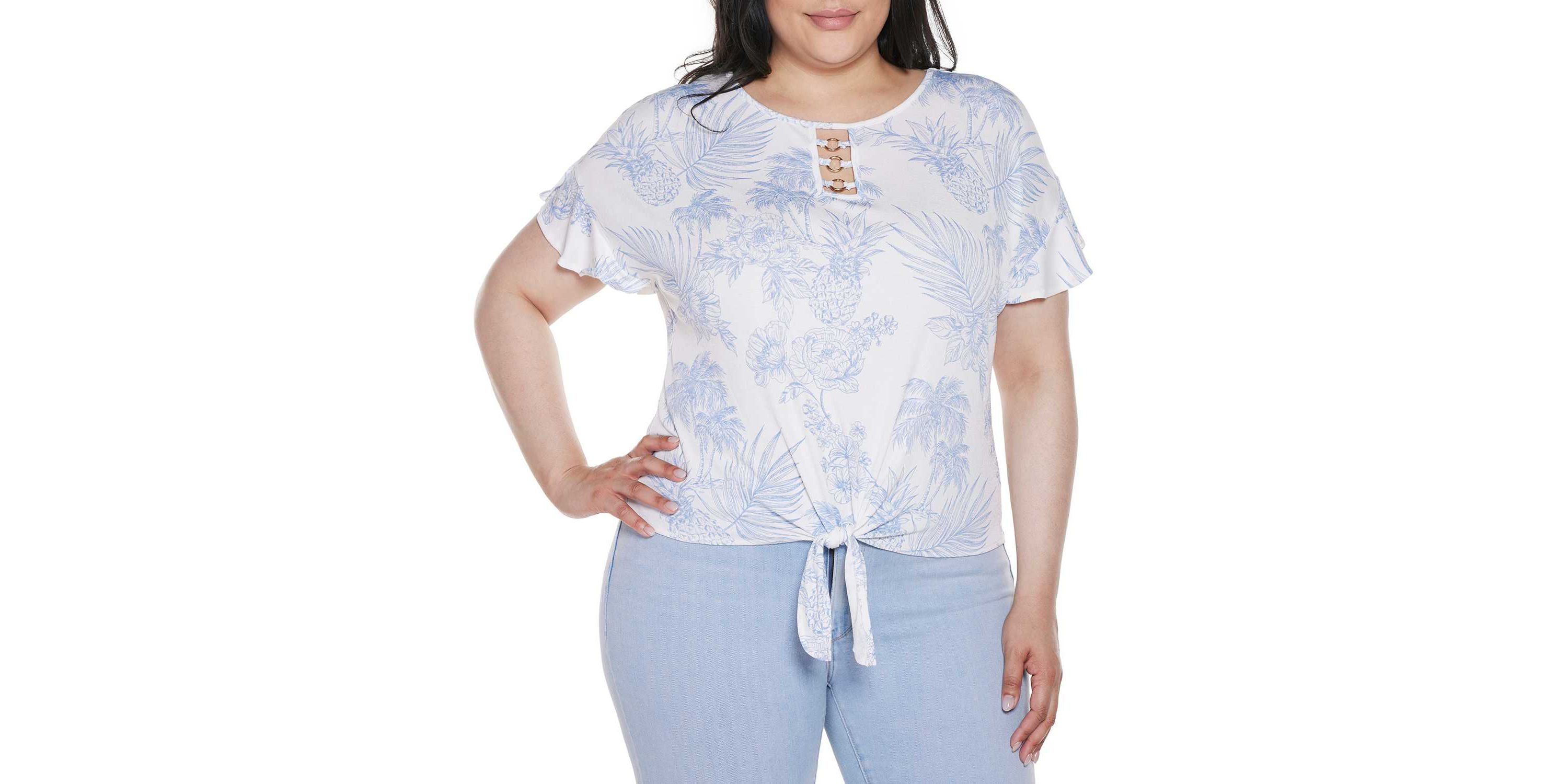 Plus Size Pineapple Print Knit Top