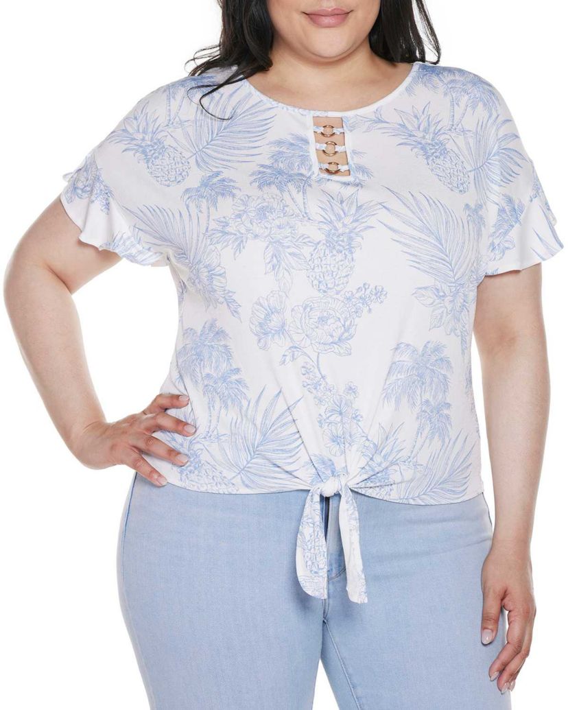 Plus Size Pineapple Print Knit Top