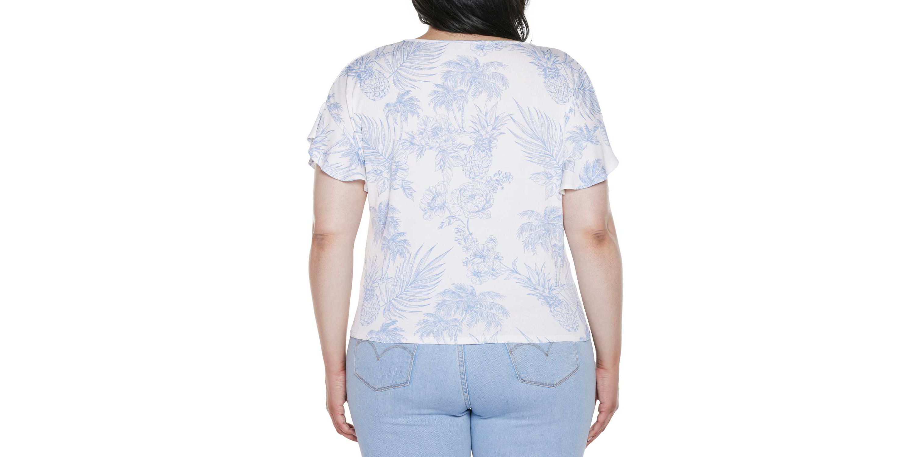 Plus Size Pineapple Print Knit Top