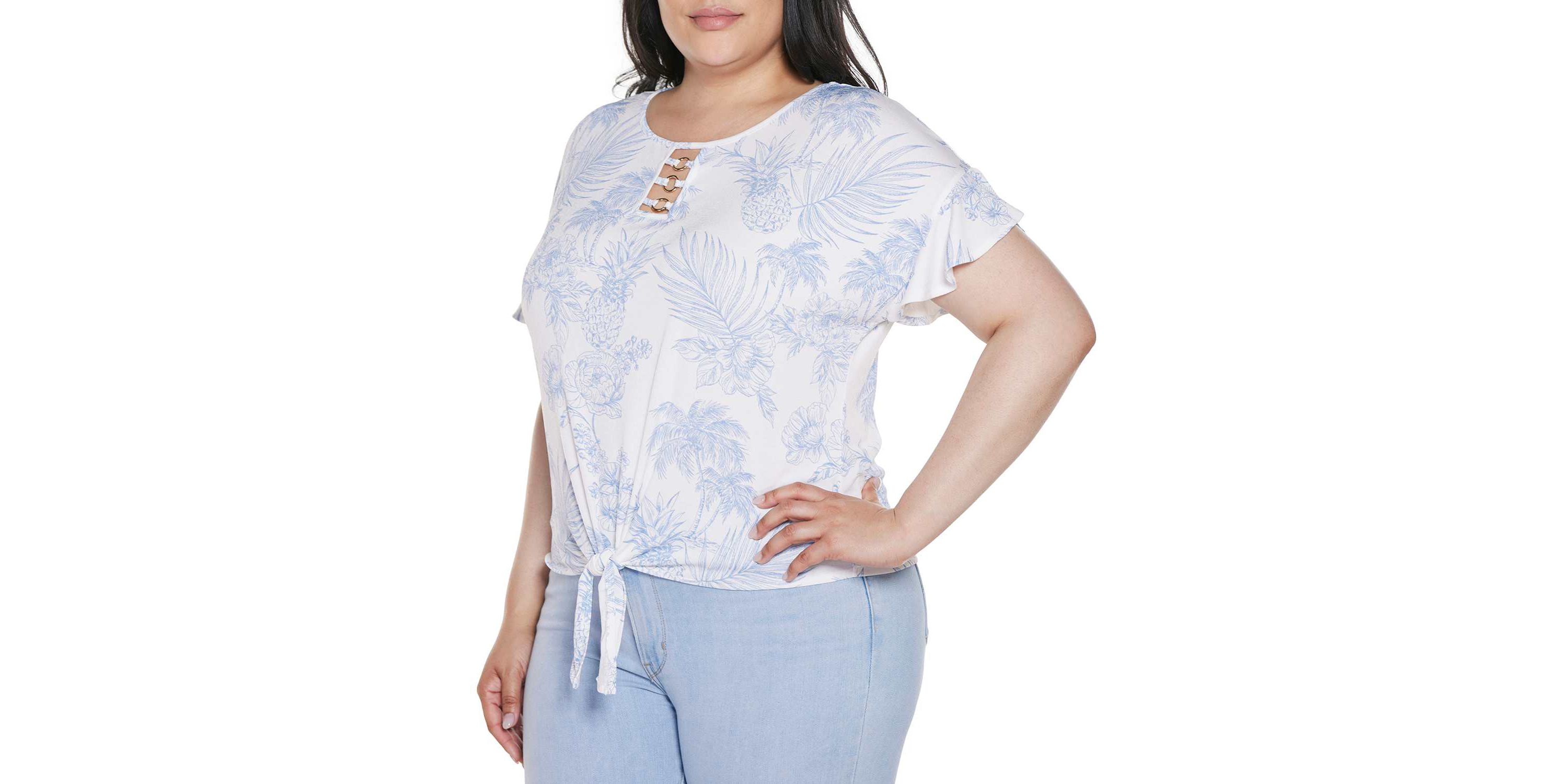 Plus Size Pineapple Print Knit Top