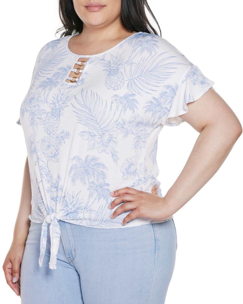 Plus Size Pineapple Print Knit Top