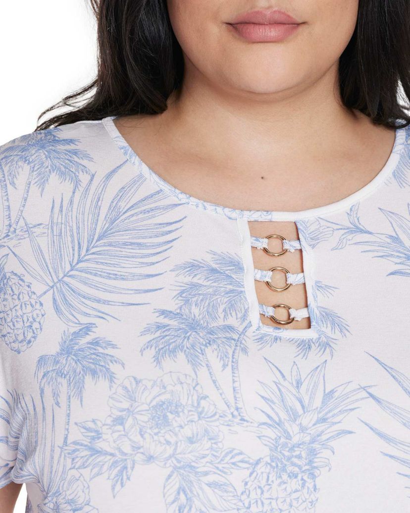Plus Size Pineapple Print Knit Top