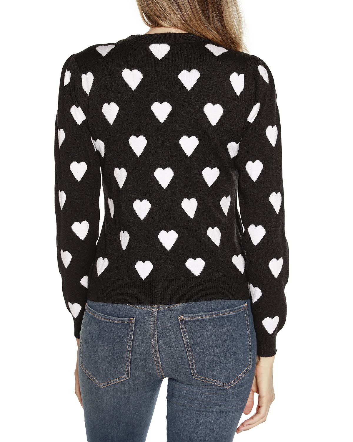 Hearts Jacquard Cardigan Sweater