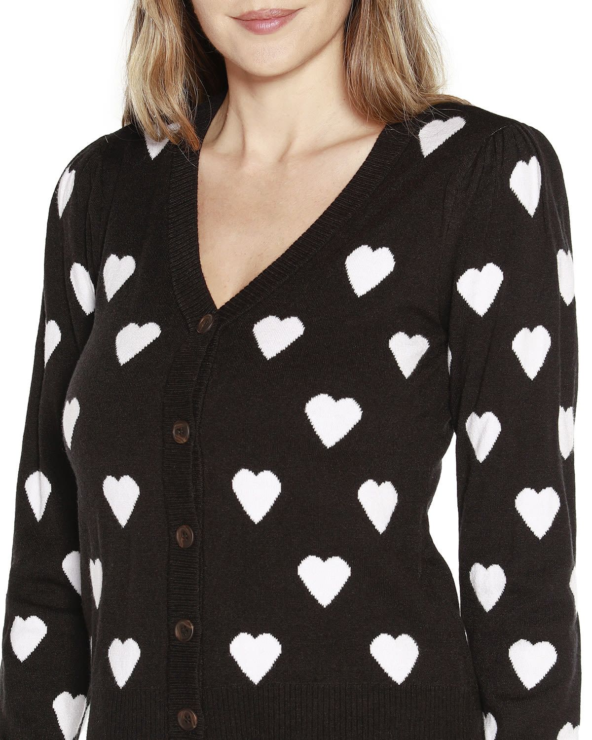 Hearts Jacquard Cardigan Sweater