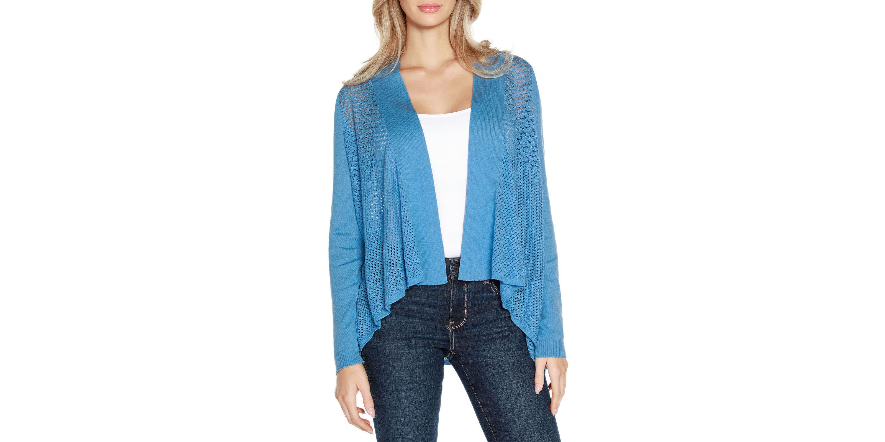 Hi-Low Open-Front Swing Cardigan Sweater