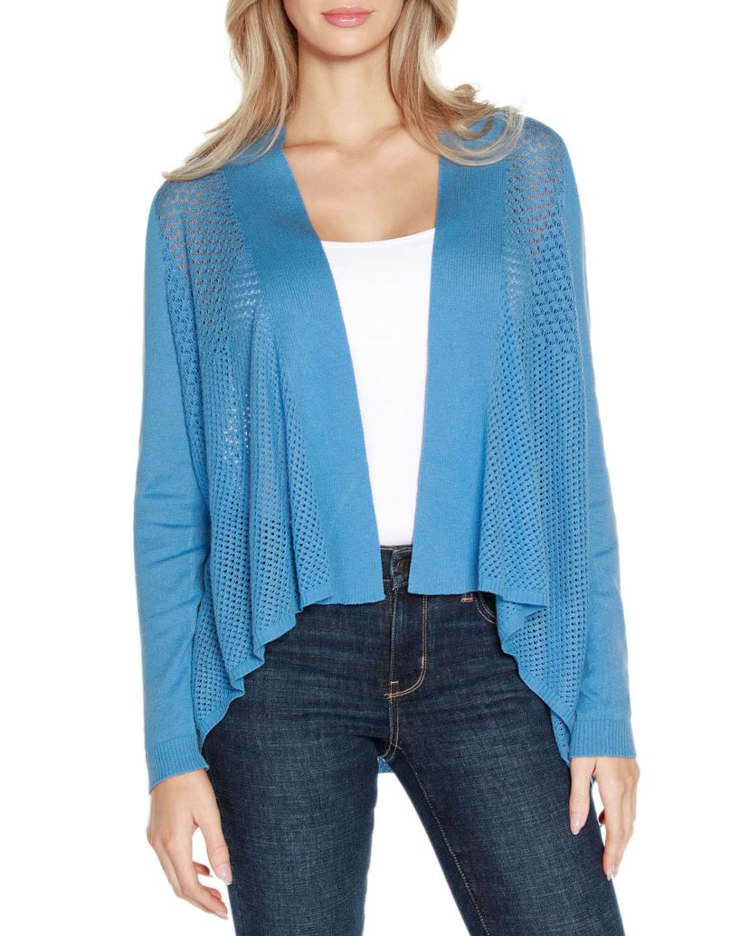 Hi-Low Open-Front Swing Cardigan Sweater