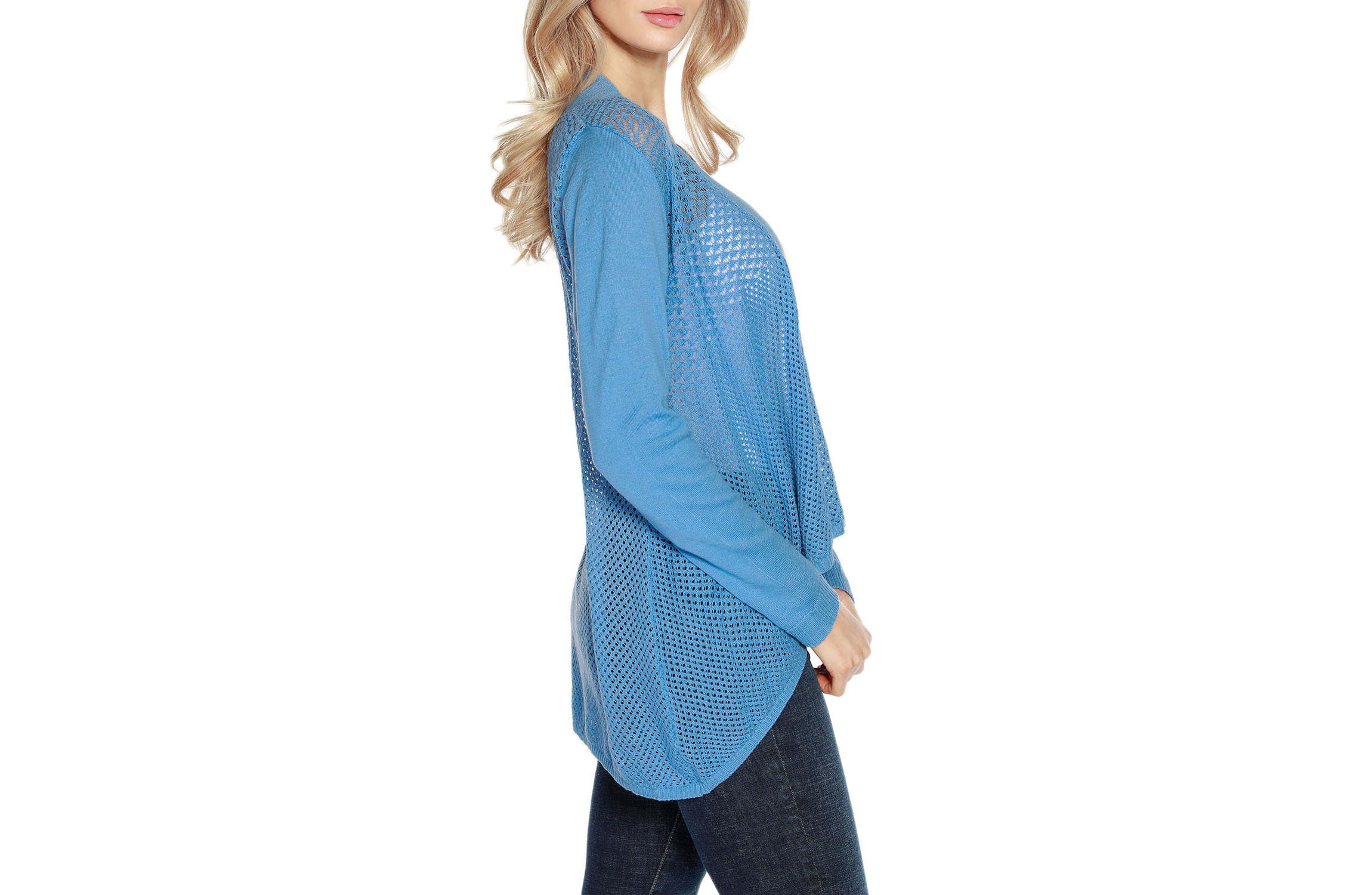 Hi-Low Open-Front Swing Cardigan Sweater