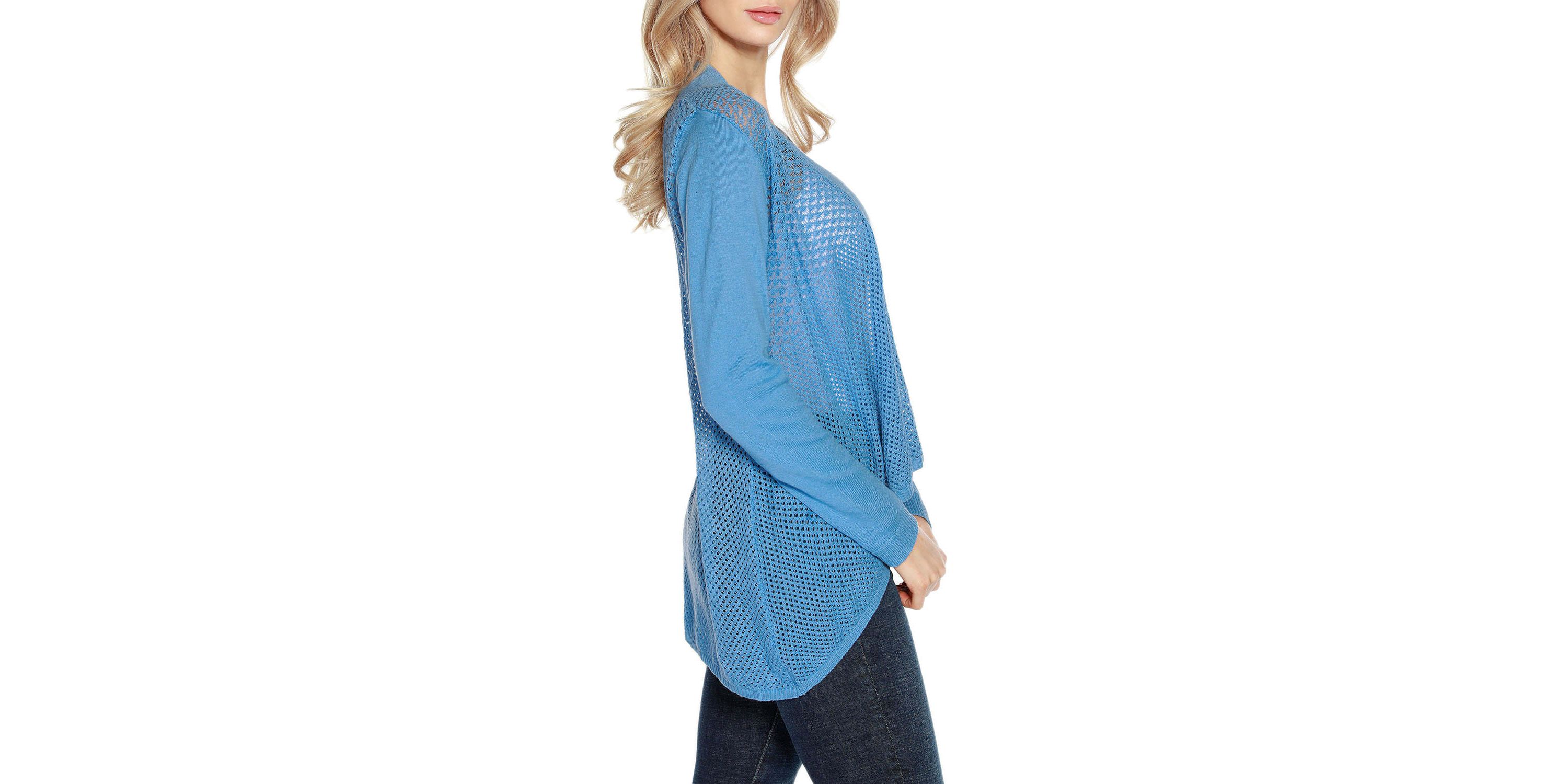 Hi-Low Open-Front Swing Cardigan Sweater