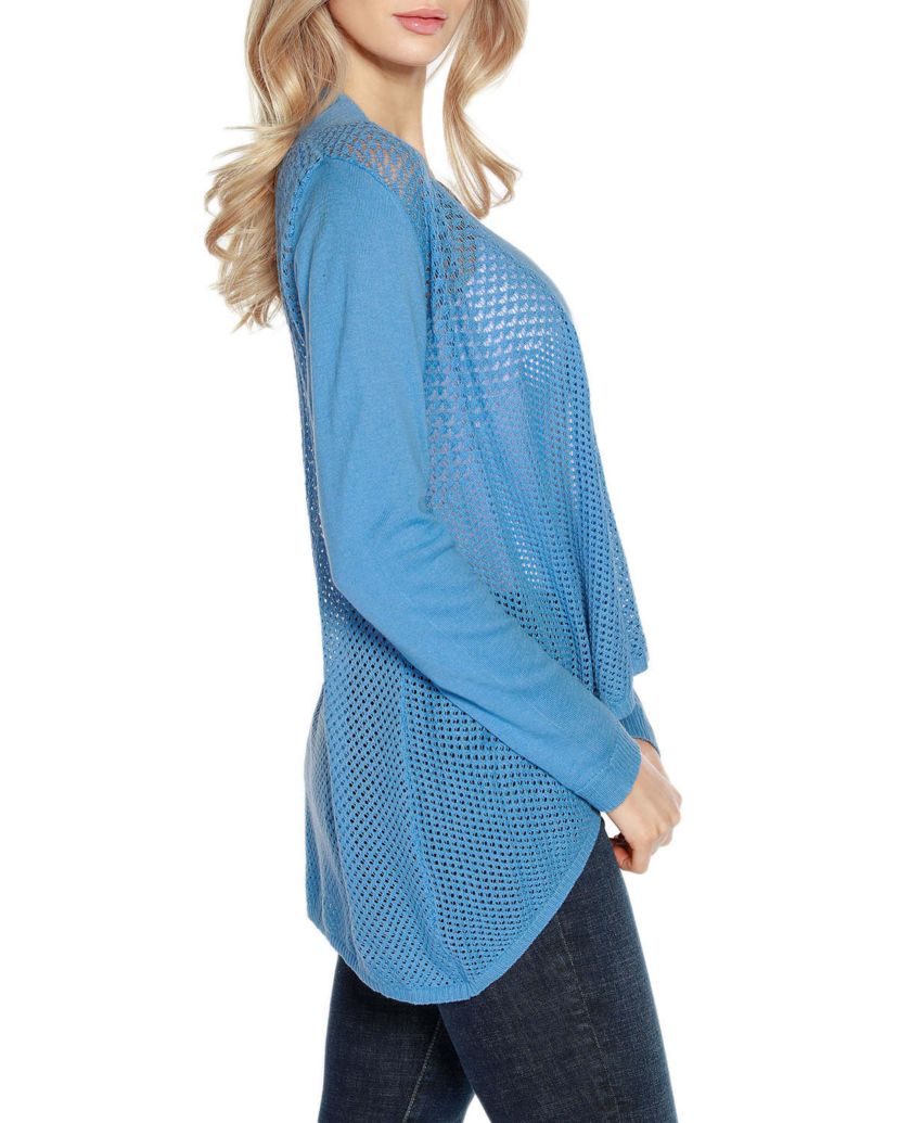 Hi-Low Open-Front Swing Cardigan Sweater