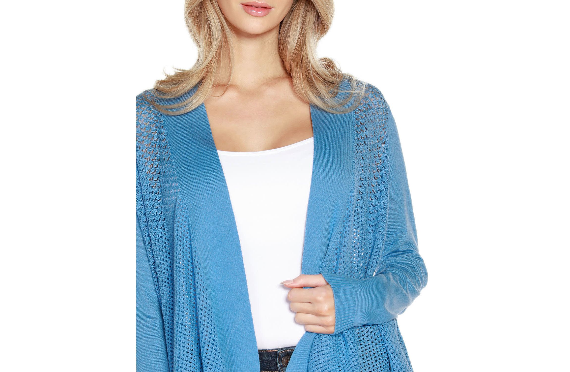 Hi-Low Open-Front Swing Cardigan Sweater