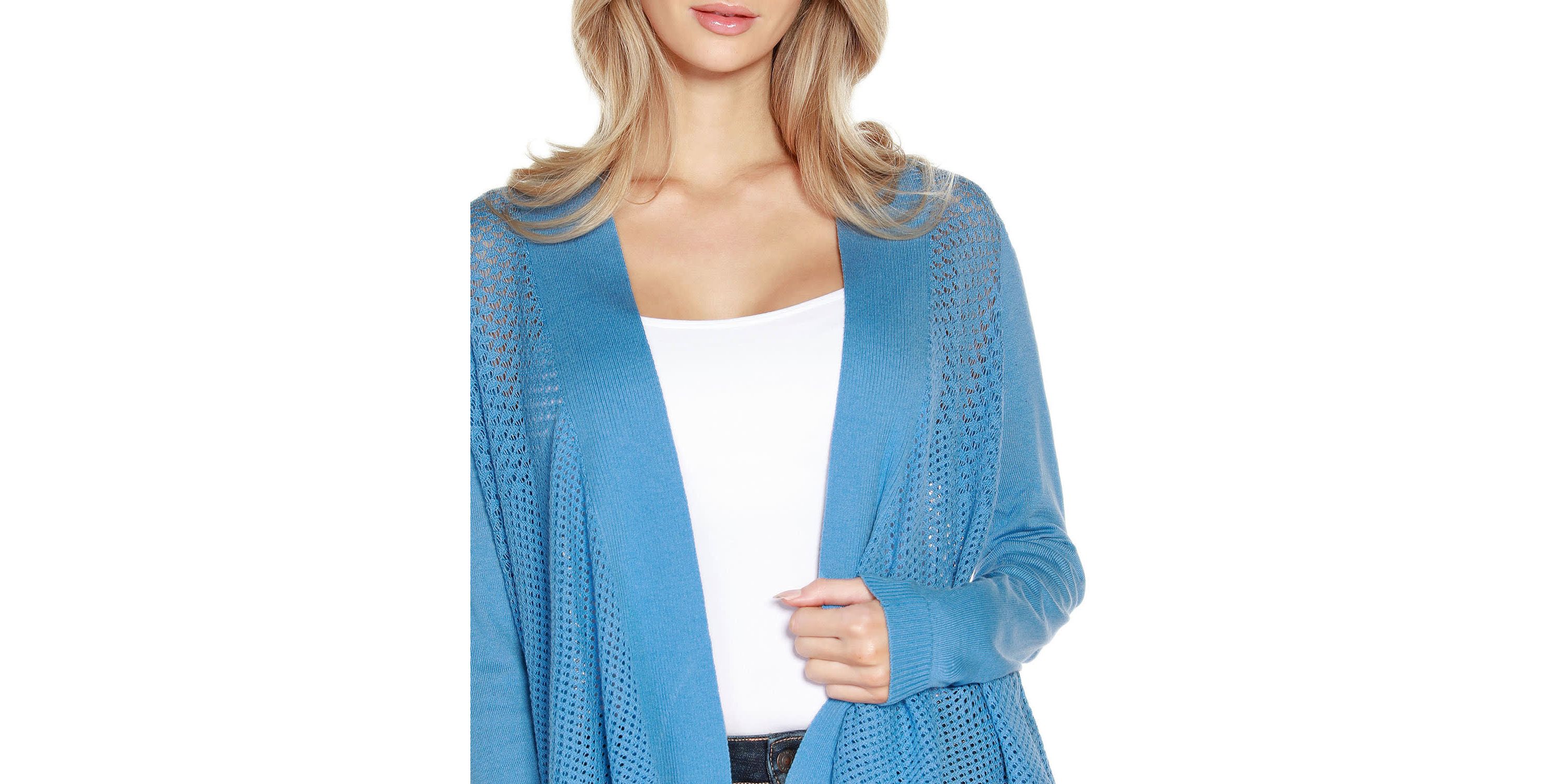 Hi-Low Open-Front Swing Cardigan Sweater