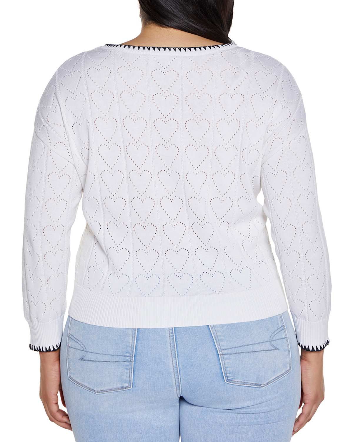 Plus Size Heart Pointelle Sweater