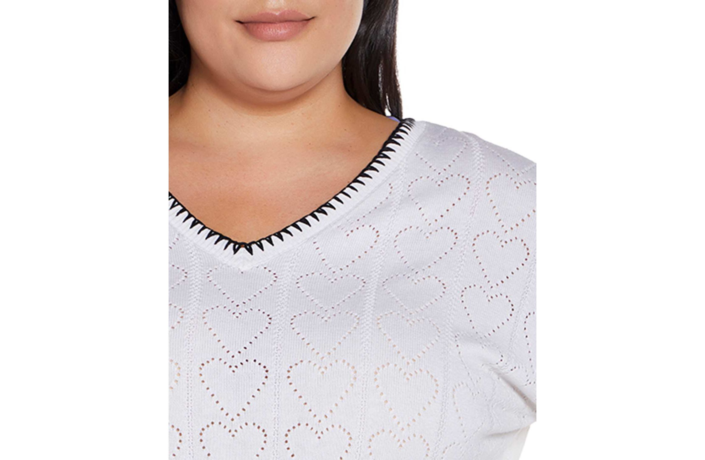 Plus Size Heart Pointelle Sweater