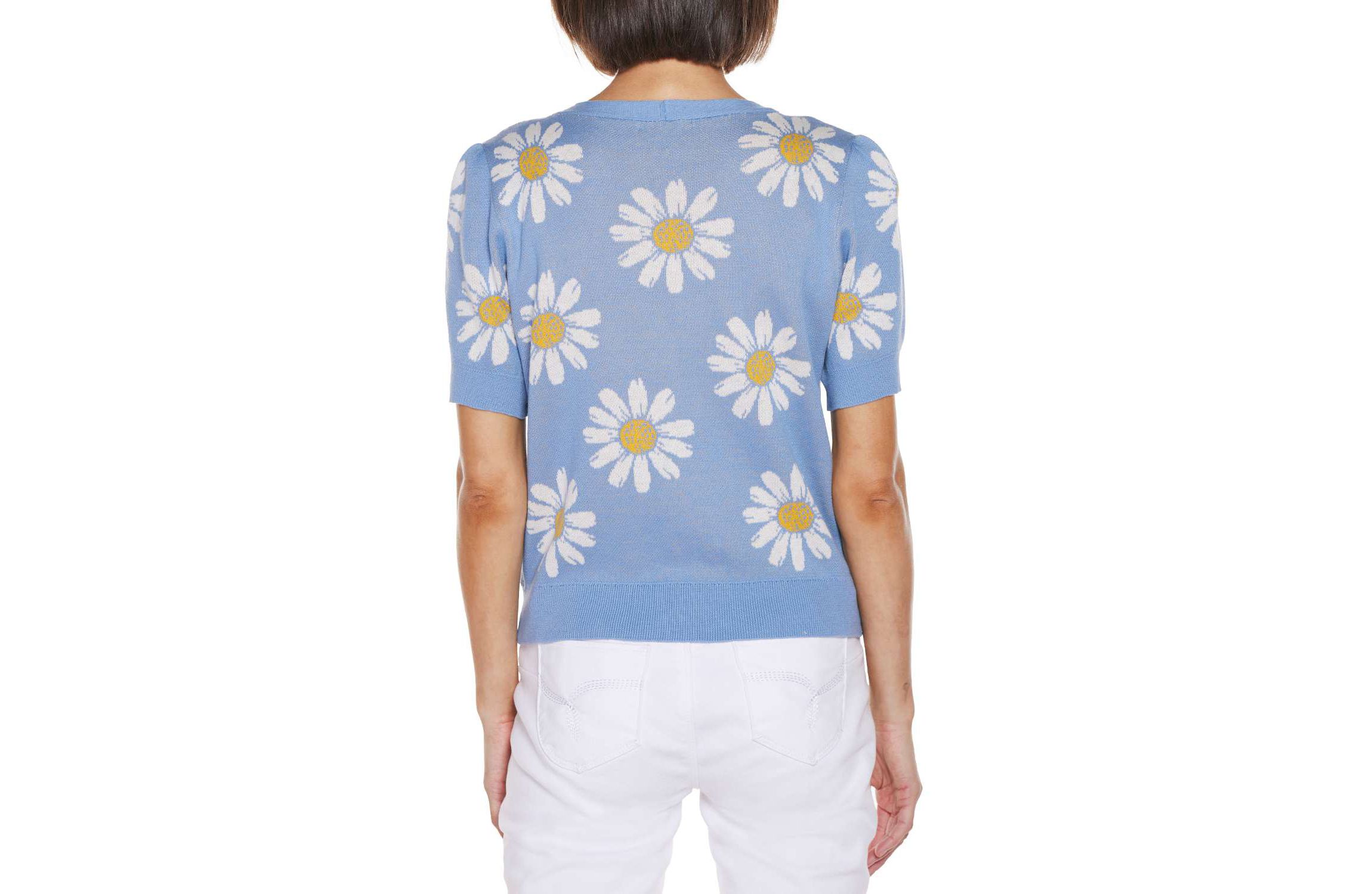 Daisy Jacquard V-neck Cardigan Sweater
