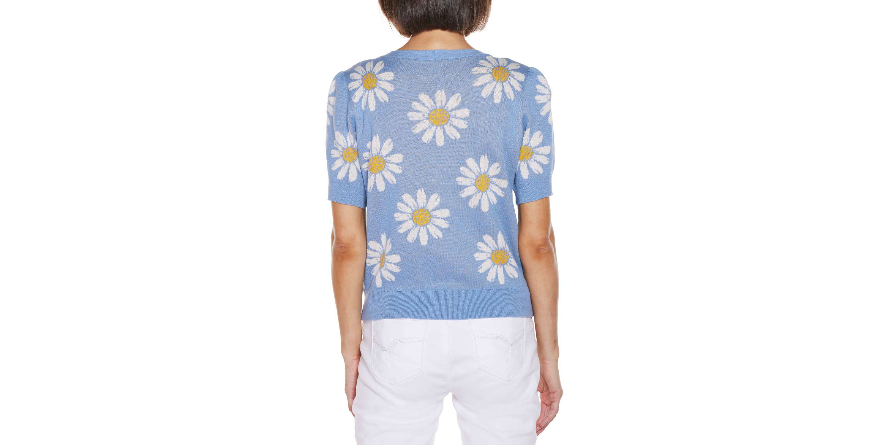Daisy Jacquard V-neck Cardigan Sweater