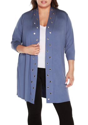 売れ筋商品|||ベルディーニ ニット&セーター アウター レディース Plus Size Grommet-Trim Duster Cardigan Sweater Heather Light Gray/Silver Belldini Plus Size Grommet-Trim Duster Cardigan Sweater - Macy's