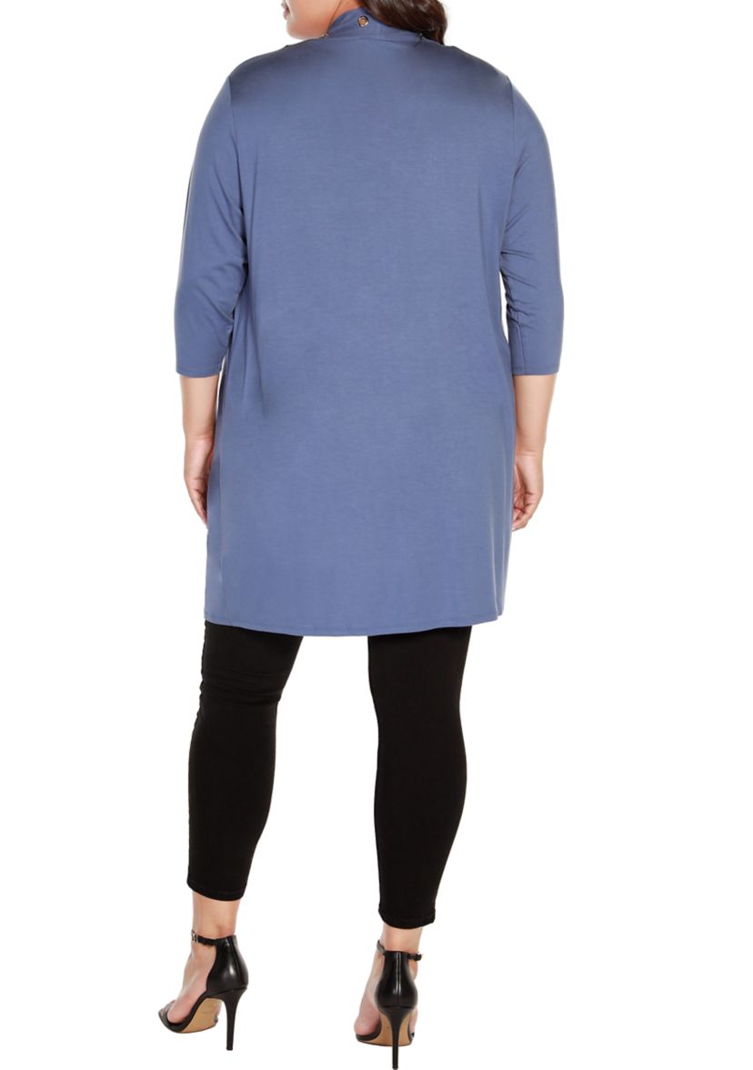 Plus Size Grommet-Trim Duster Cardigan