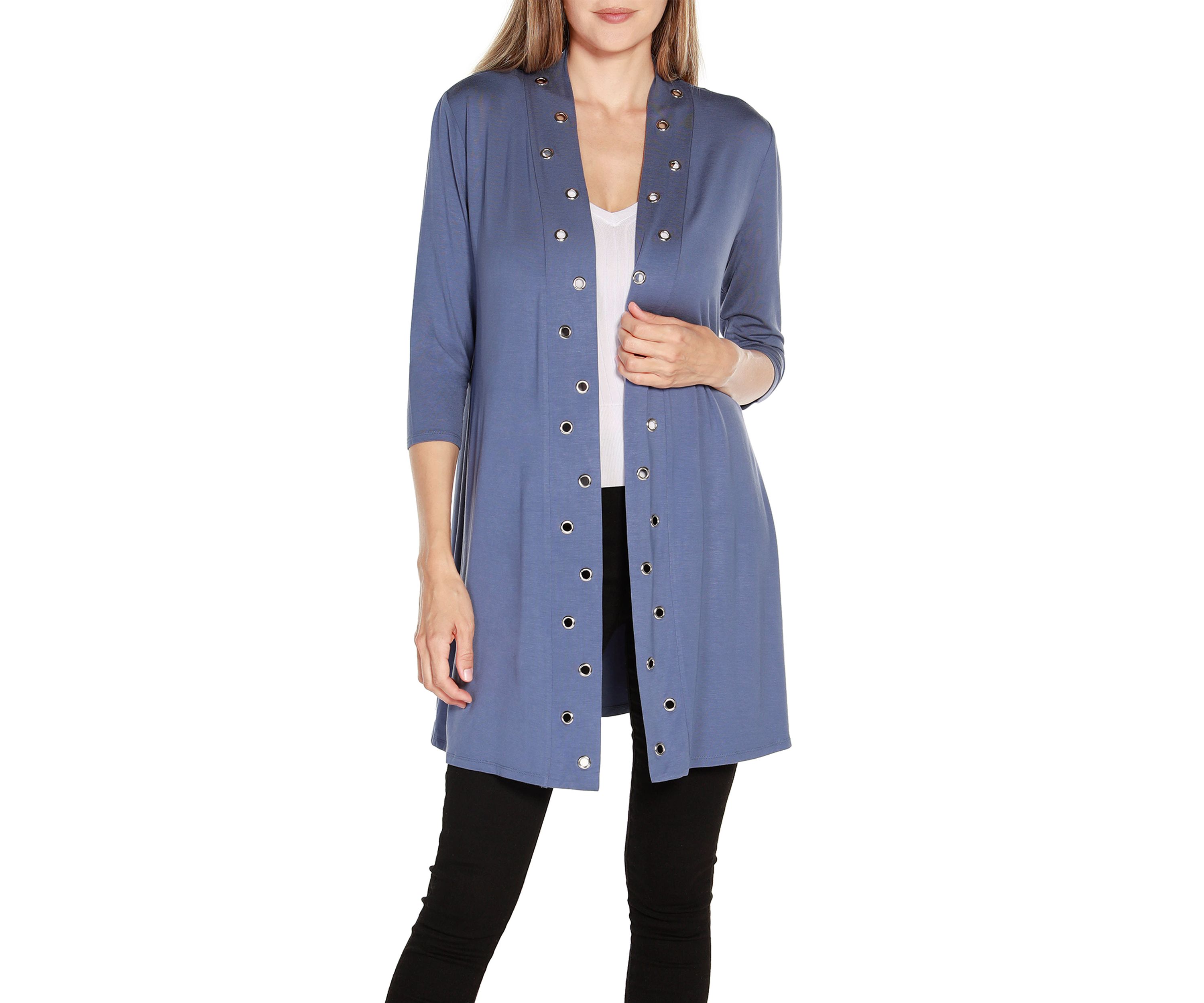 Grommet-Trim Duster Cardigan