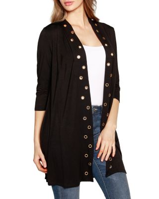 Grommet-Trim Duster Cardigan