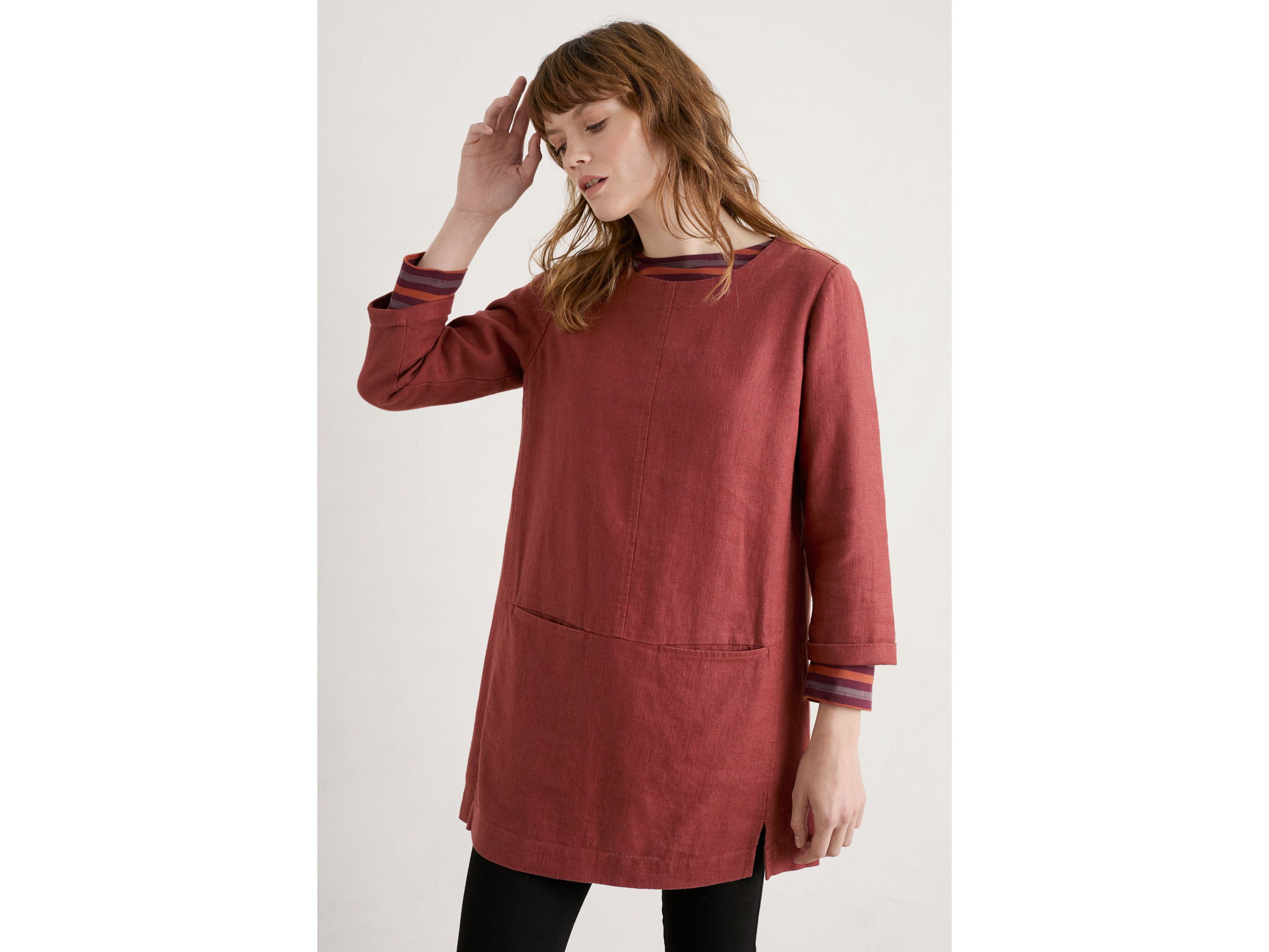 St Agnes Clay Ramie Blend Tunic Red
