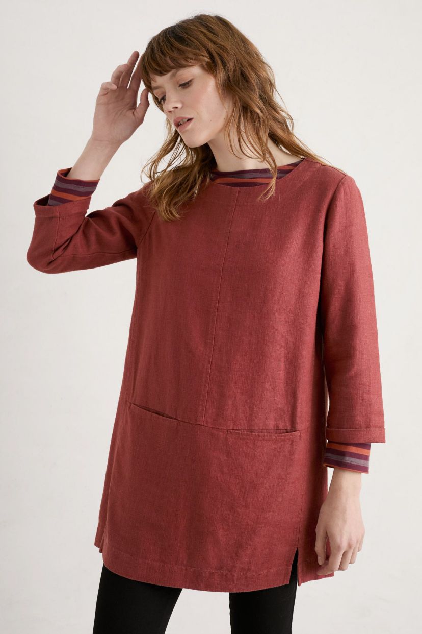 St Agnes Clay Ramie Blend Tunic Red