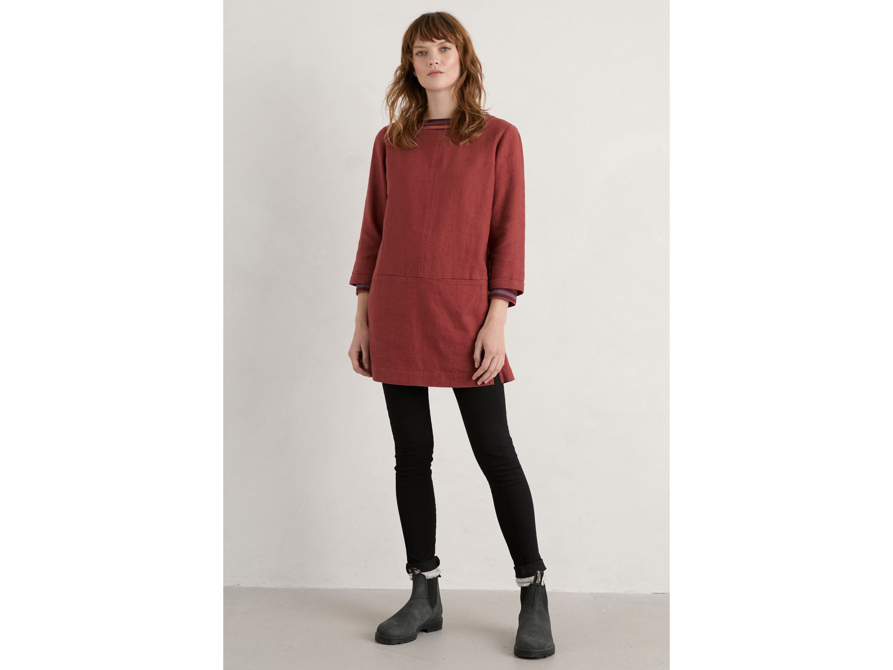 St Agnes Clay Ramie Blend Tunic Red