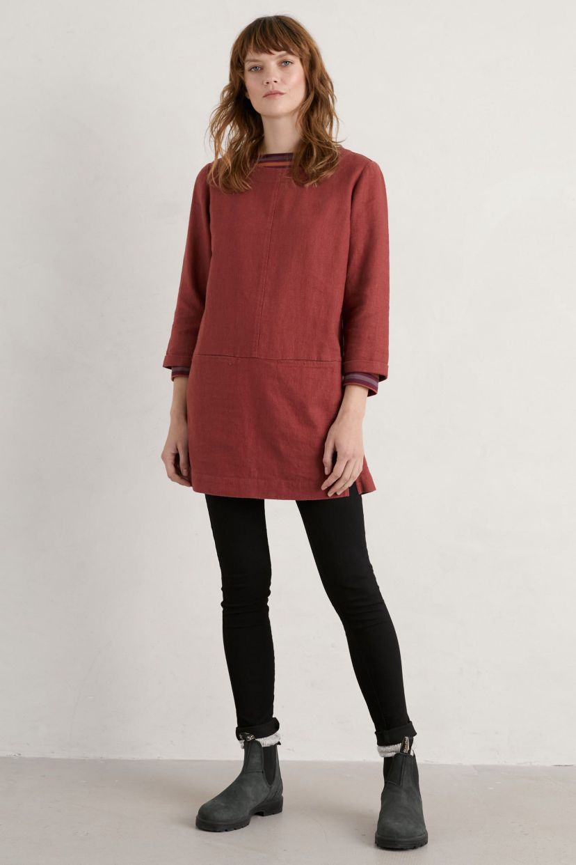 St Agnes Clay Ramie Blend Tunic Red