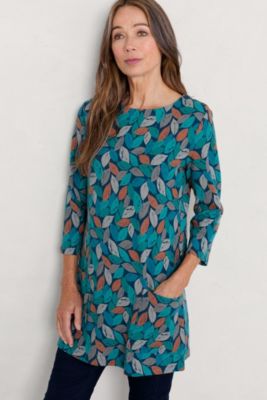 Buy Seasalt Cornwall Teal Blue Busy Lizzy Short Sleeve Tunic from