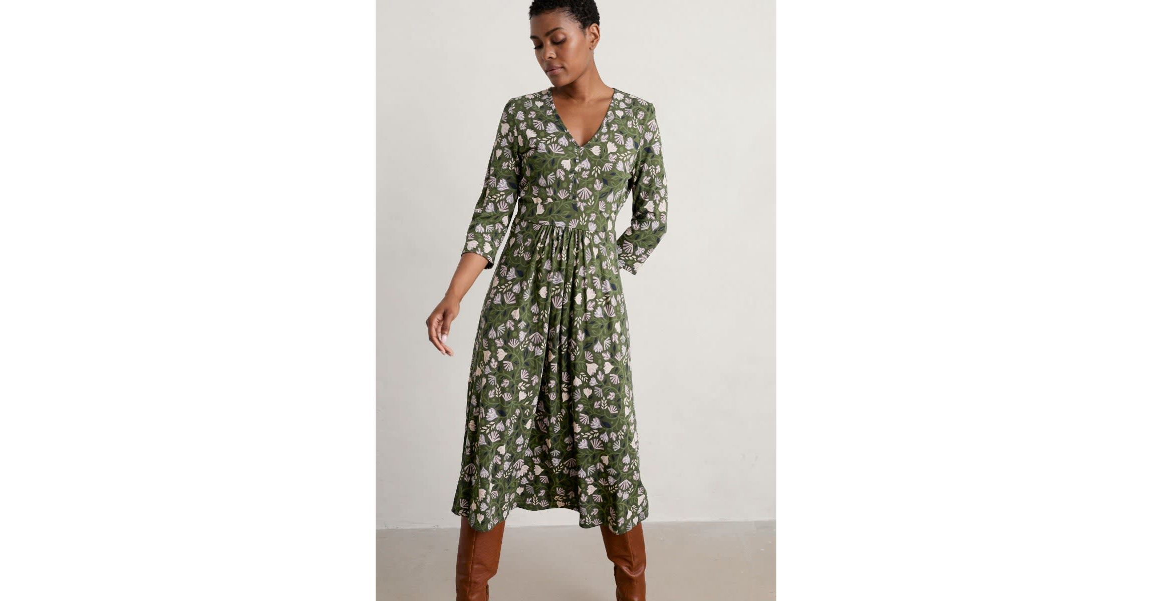 Carwynnen 3/4 Sleeve Dress Green