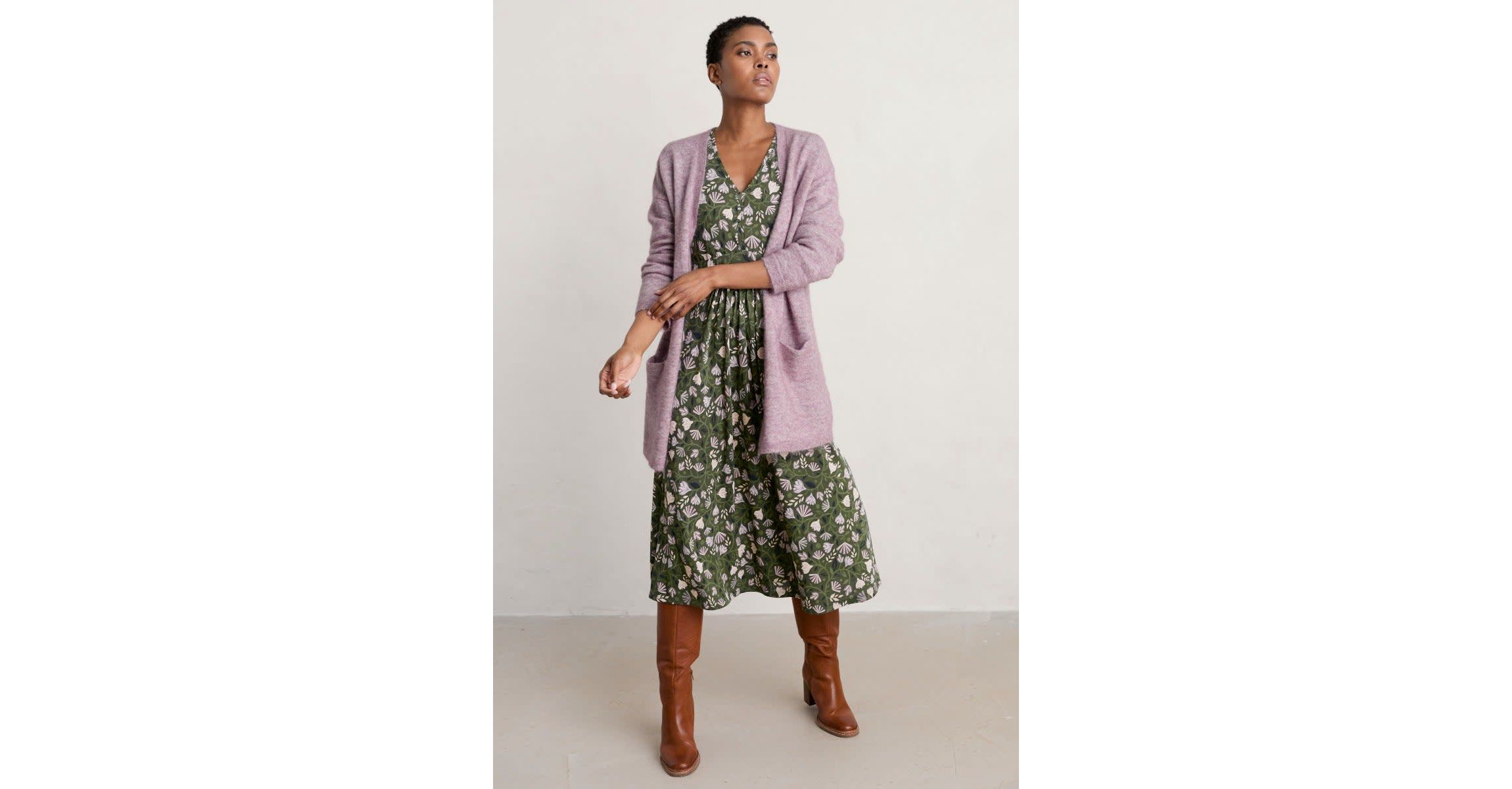 Carwynnen 3/4 Sleeve Dress Green