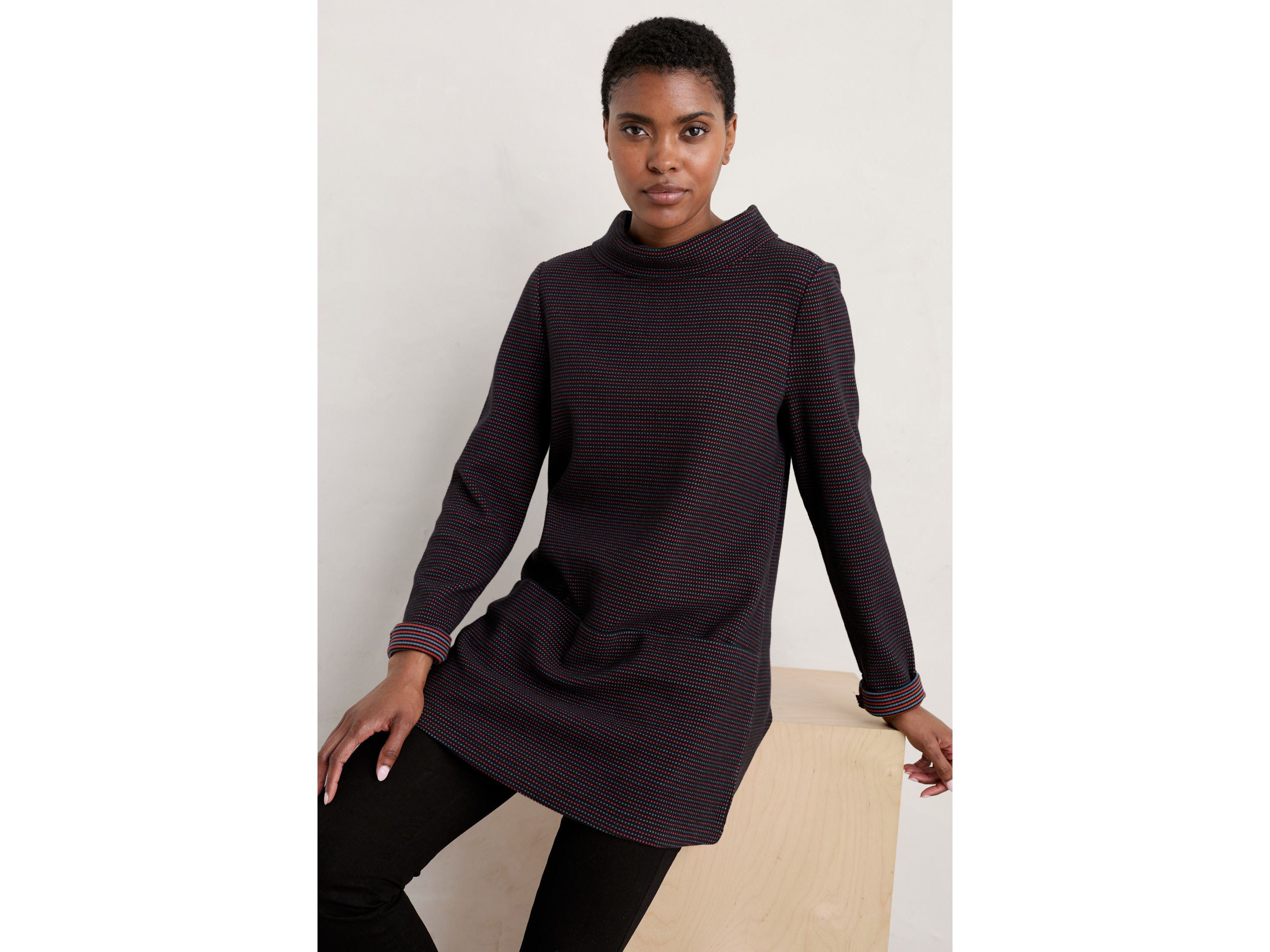 Mawgan Porth Jacquard Jersey Tunic Black