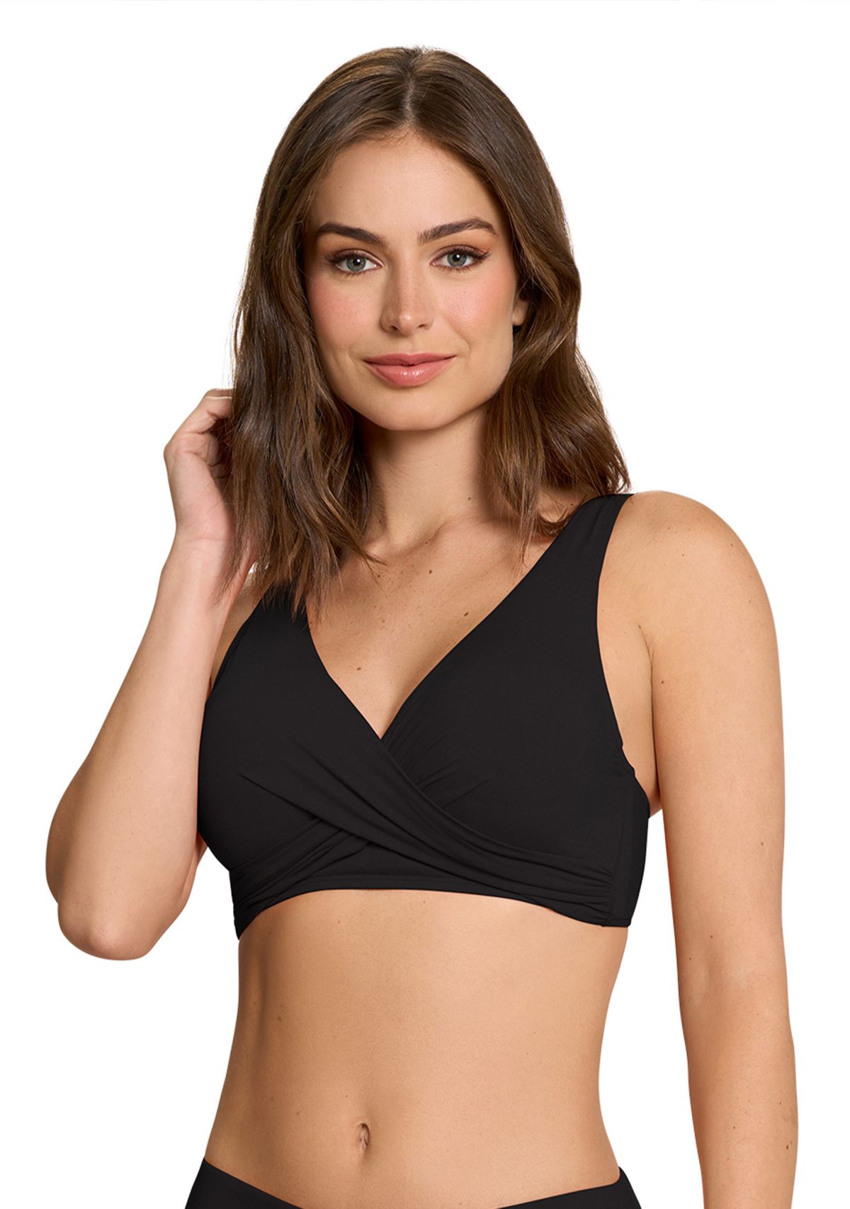 Solid Surplice Swim Bra Top