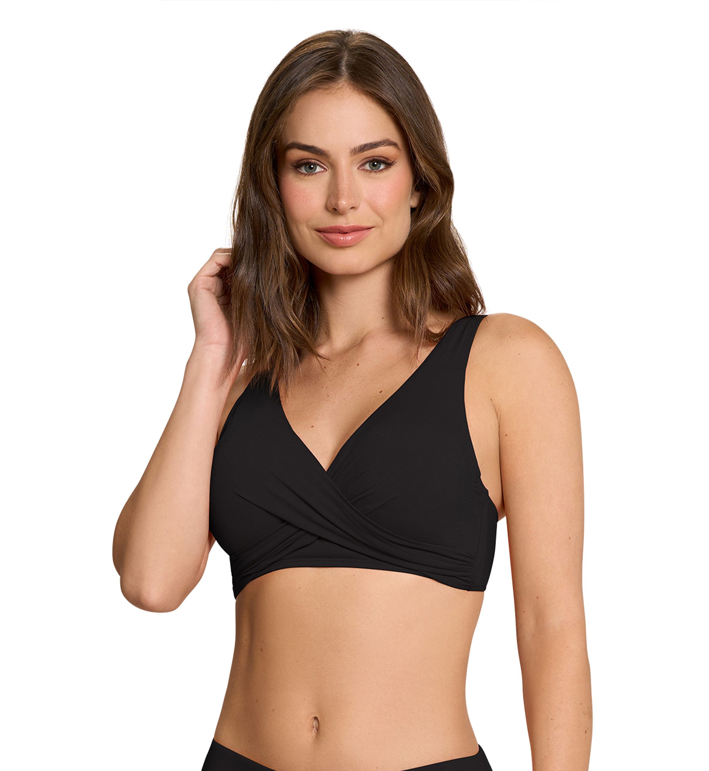 Solid Surplice Swim Bra Top