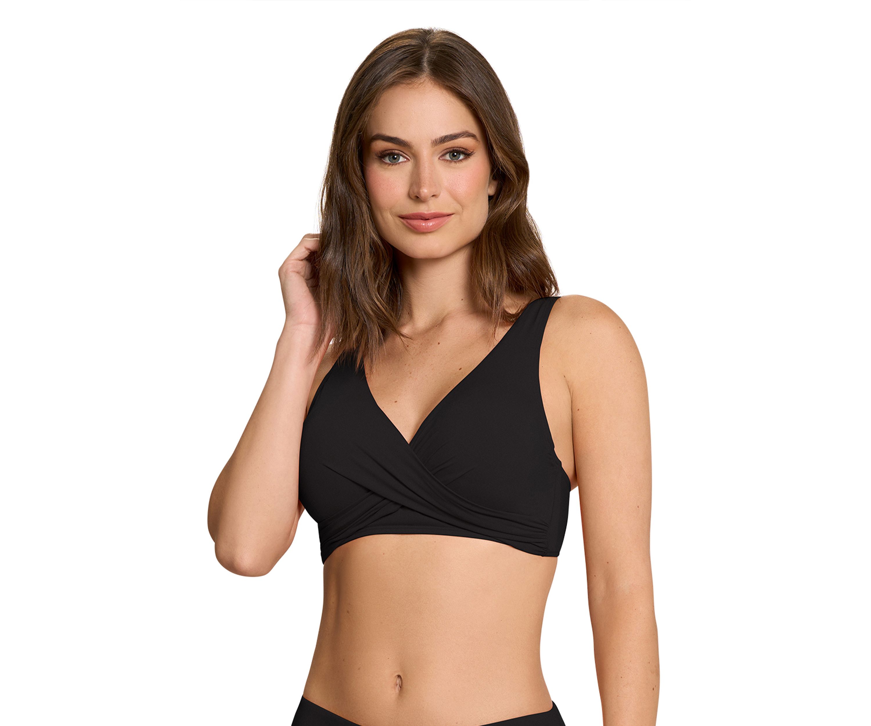 Solid Surplice Swim Bra Top