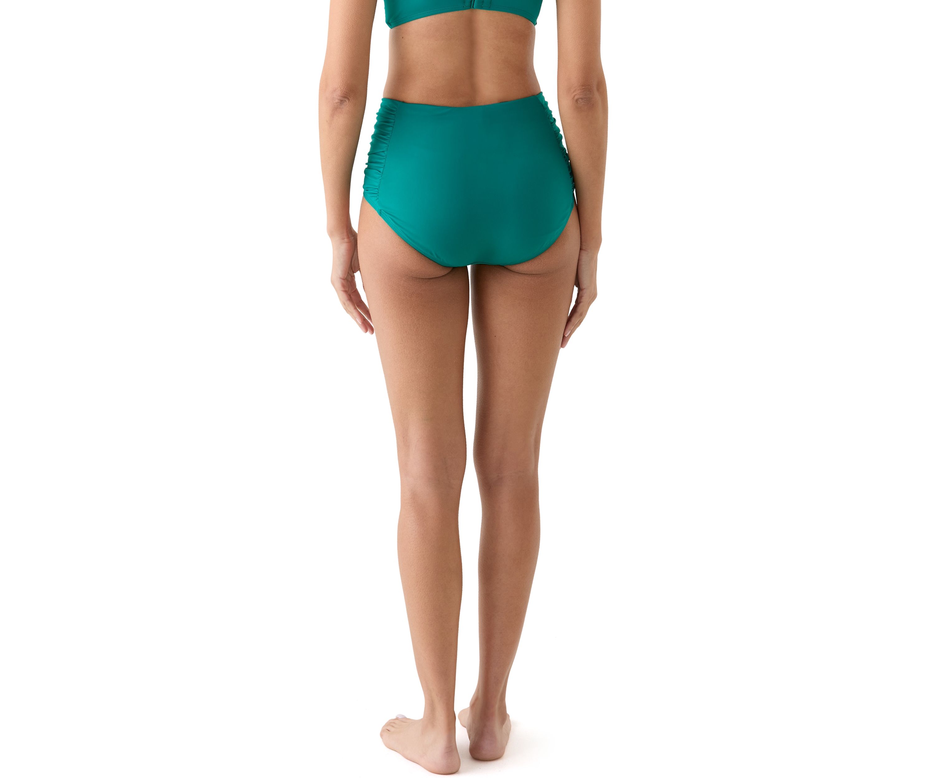 Solid Shirred Comfort Swim Bottoms
