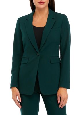 Investments Plus Size Signature Ponte Notch Lapel Long Sleeve One Button  Blazer & High Rise Slim Leg Pants | Dillard's