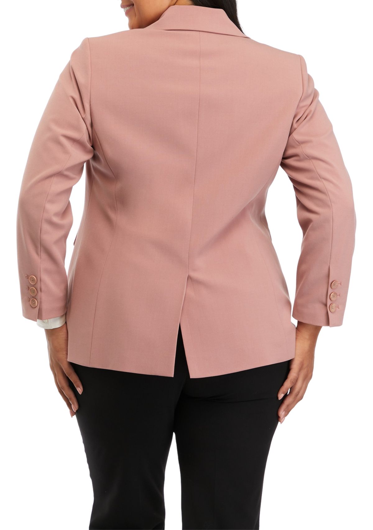 Plus Size Notch Lapel One Button Jacket 