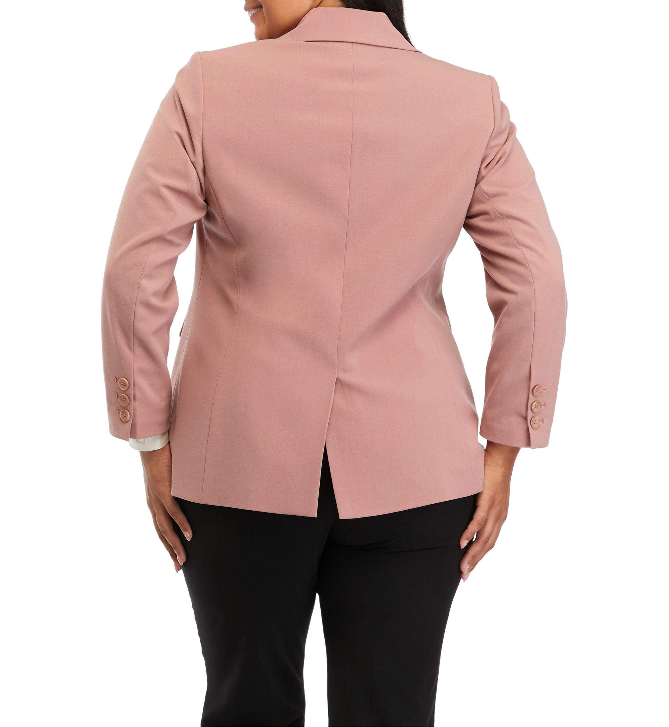 Plus Size Notch Lapel One Button Jacket 