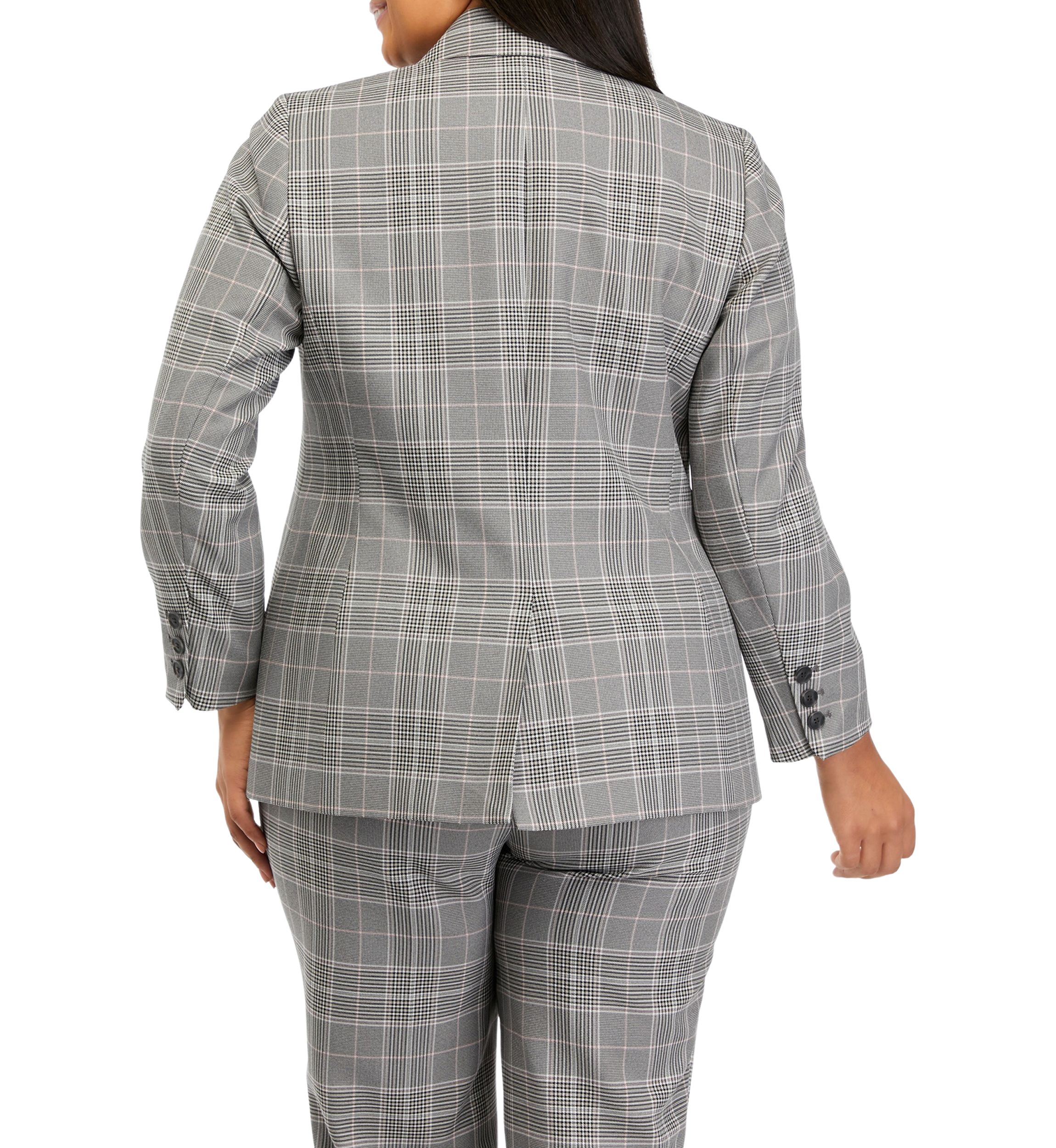 Plus Size Notch Lapel Plaid Jacket