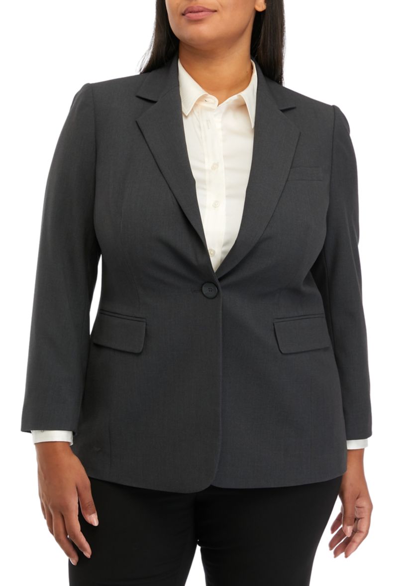 Plus Size Notch Collar Jacket