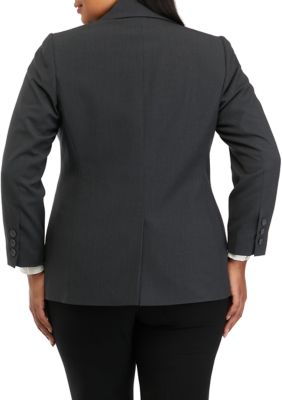 Plus Size Notch Collar Jacket - Stripe Shimmer Knit