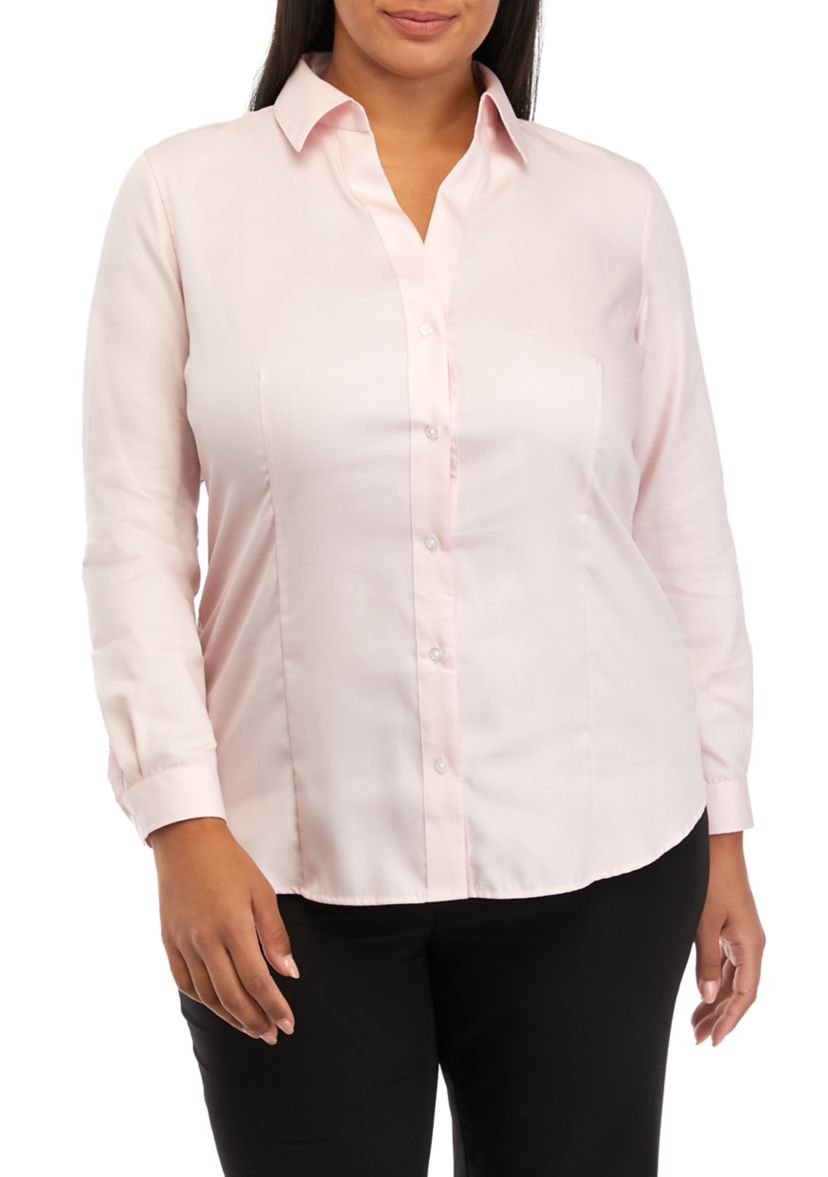 Plus Size Easy Care Button Front Shirt