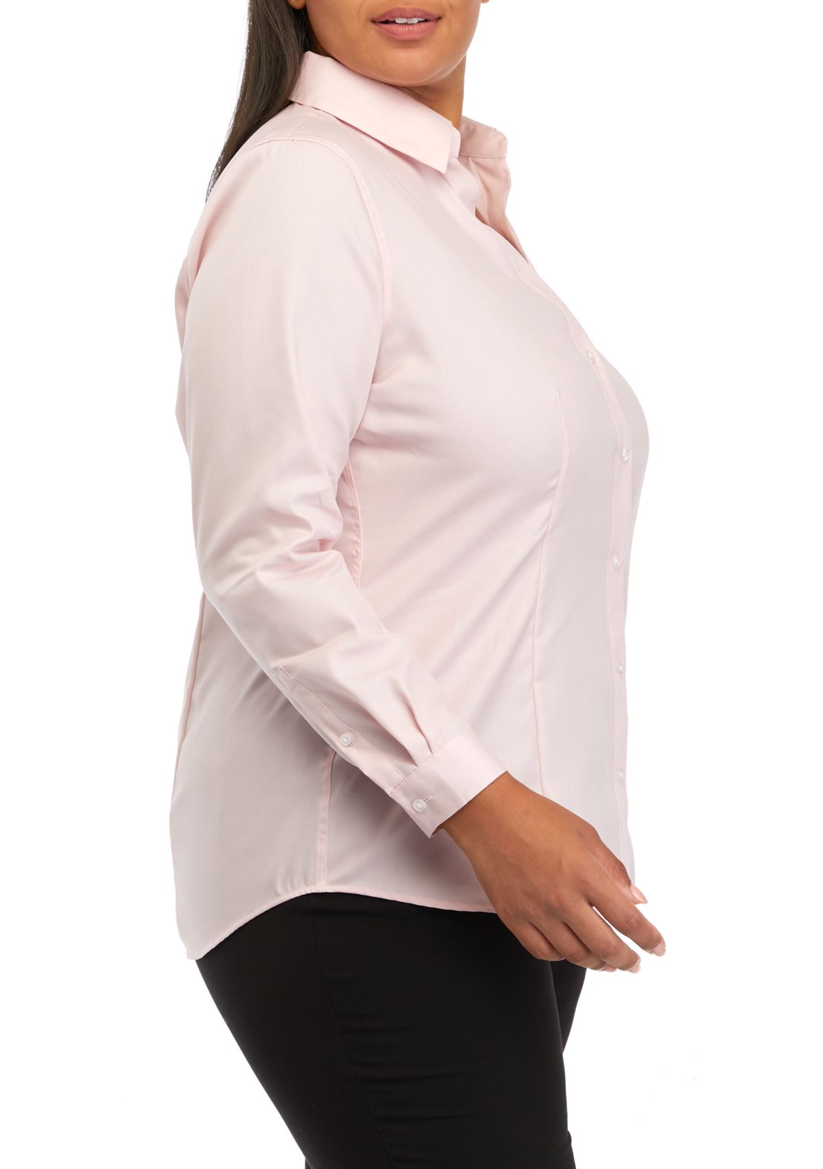 Plus Size Easy Care Button Front Shirt