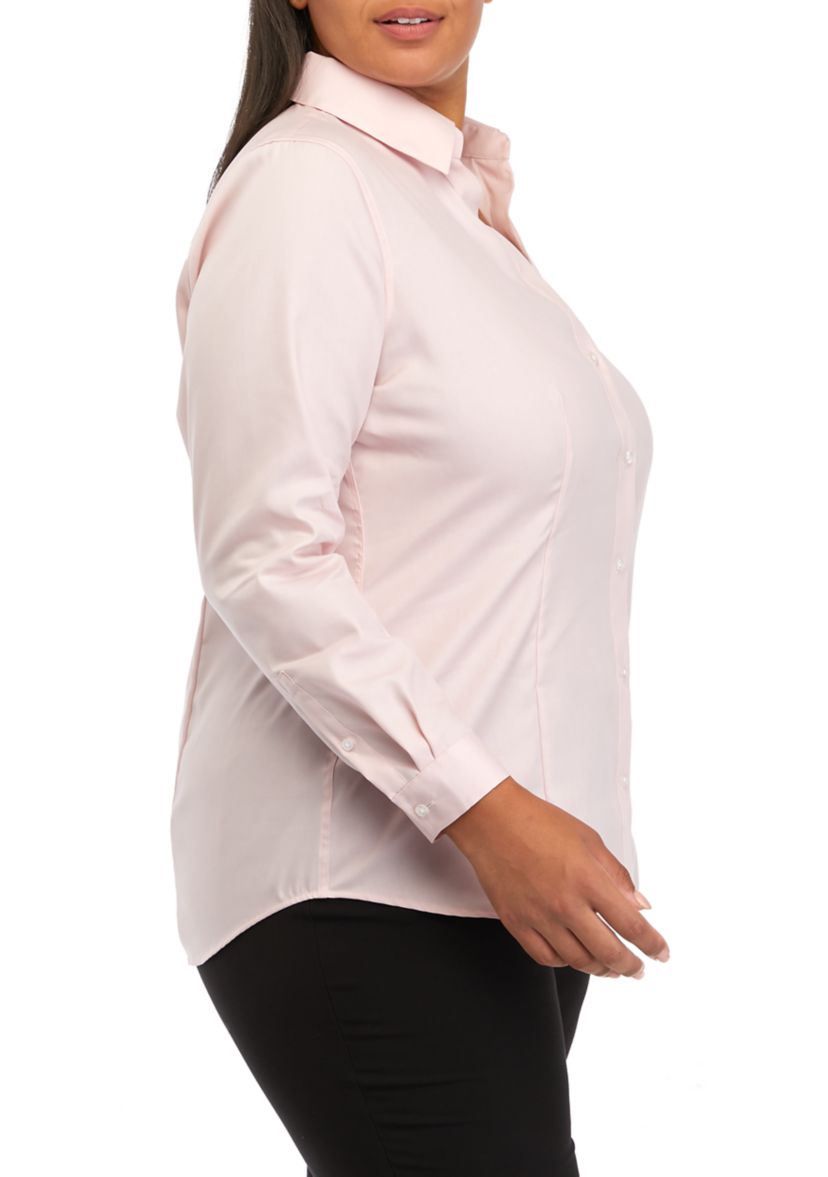 Plus Size Easy Care Button Front Shirt