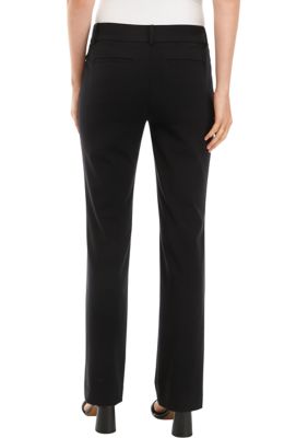 DKNY Womens Petite Essex Straight-Leg Dress Pants, 12 Black