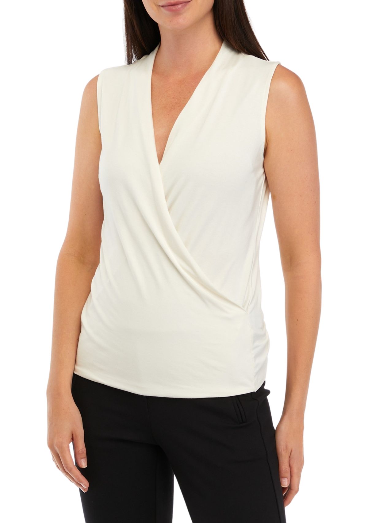 Petite Sleeveless Jersey Wrap Top