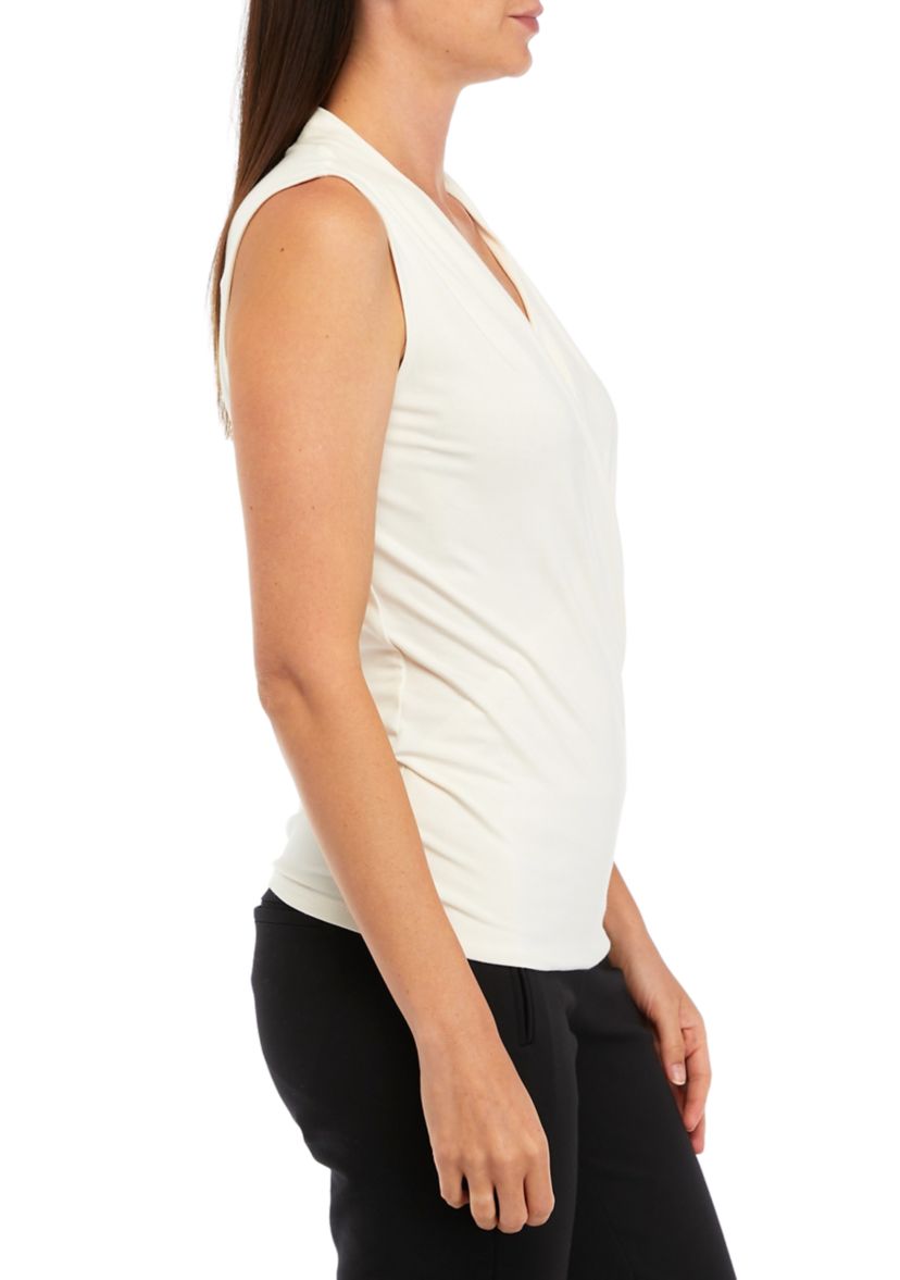 Petite Sleeveless Jersey Wrap Top