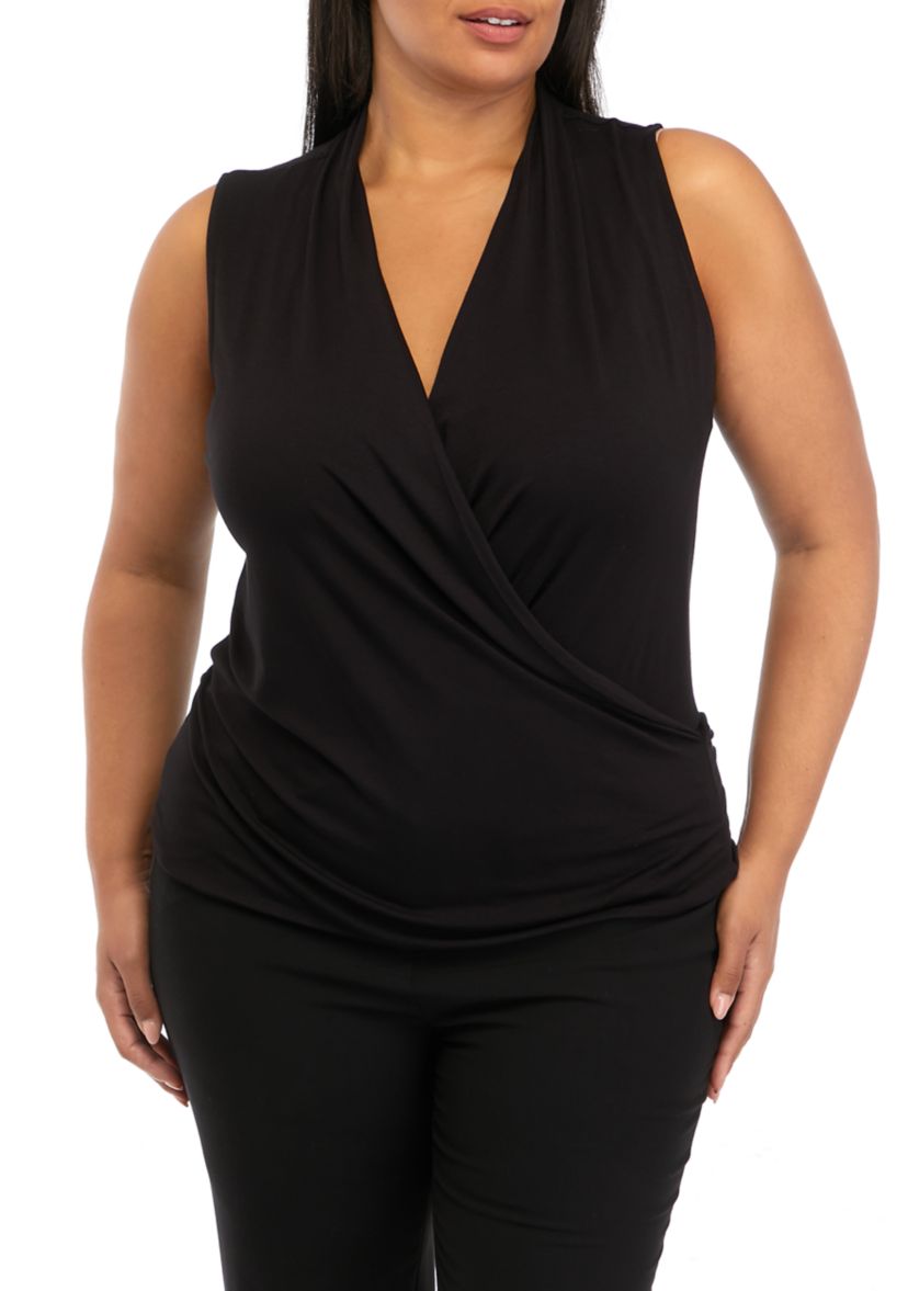 Plus Size Sleeveless Wrap Top
